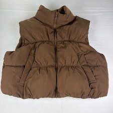 Brown H&M Cropped Puffer Vest Size Medium Cho...