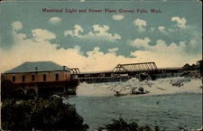 Municipal Light and Power Plant Crystal Falls Michigan vintage postcard c556