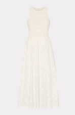 NWT Milly Geo Eyelet Knit Combo Midi Dress - Ecru / M