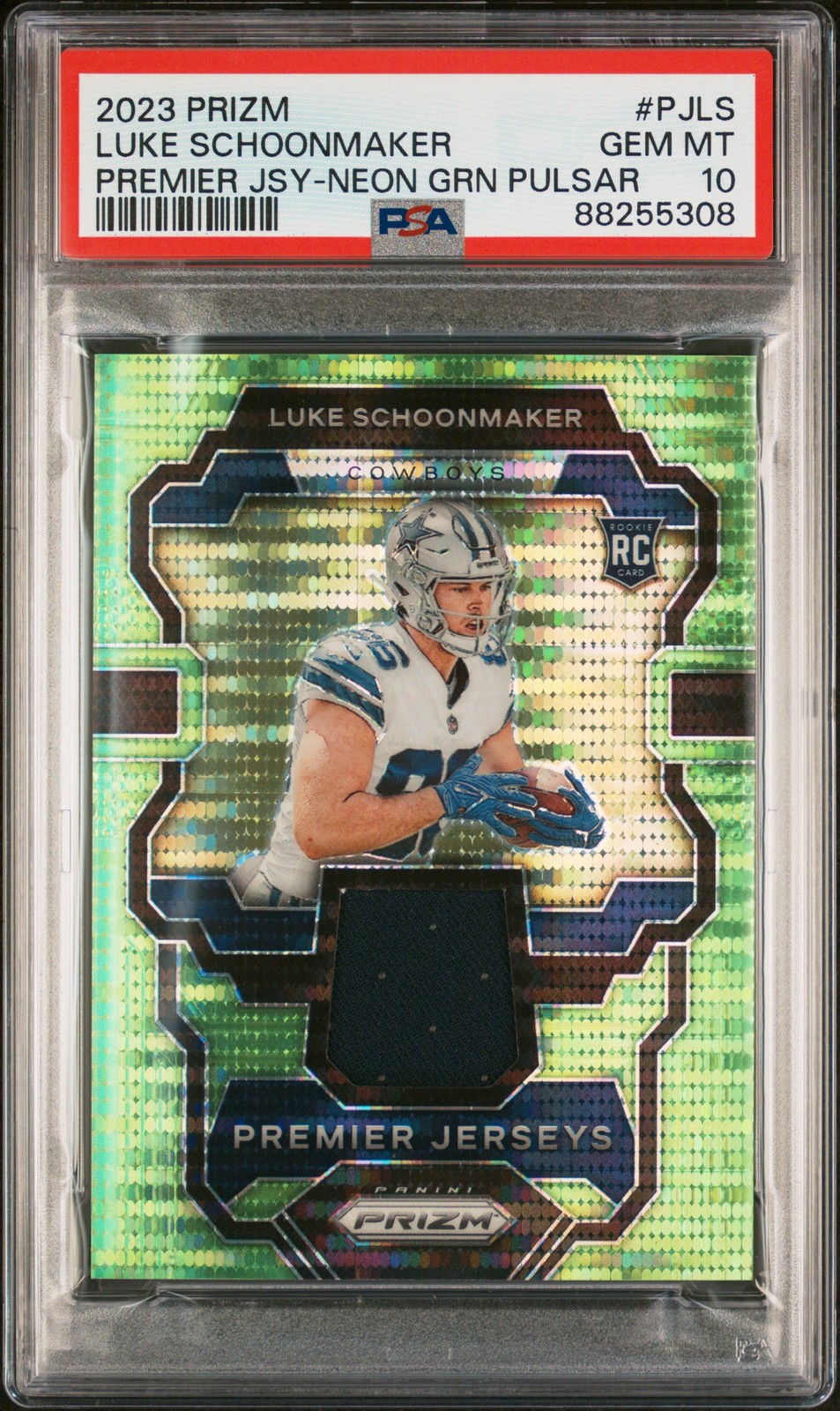 Luke Schoonmaker Panini Prizm Premier Jerseys #PJLS Neon Green Pulsar