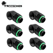 6x FreezeMod 90 Degree G1/4" Angled Rotary Fitting Adapter Male to Female BLACK