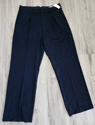 New Gap 90s Loose Trouser Pants Men's 30 X 28 Black Pleated Relaxed Stretch