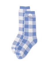  Gelato Pique Airy Moco Gingham Check Pattern Socks PWGS261705 Women's BLU Free
