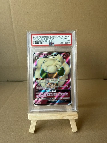 Pokémon TCG Whimsicott GX Unbroken Bonds 206/214 Holo Full Art Ultra Rare PSA 10