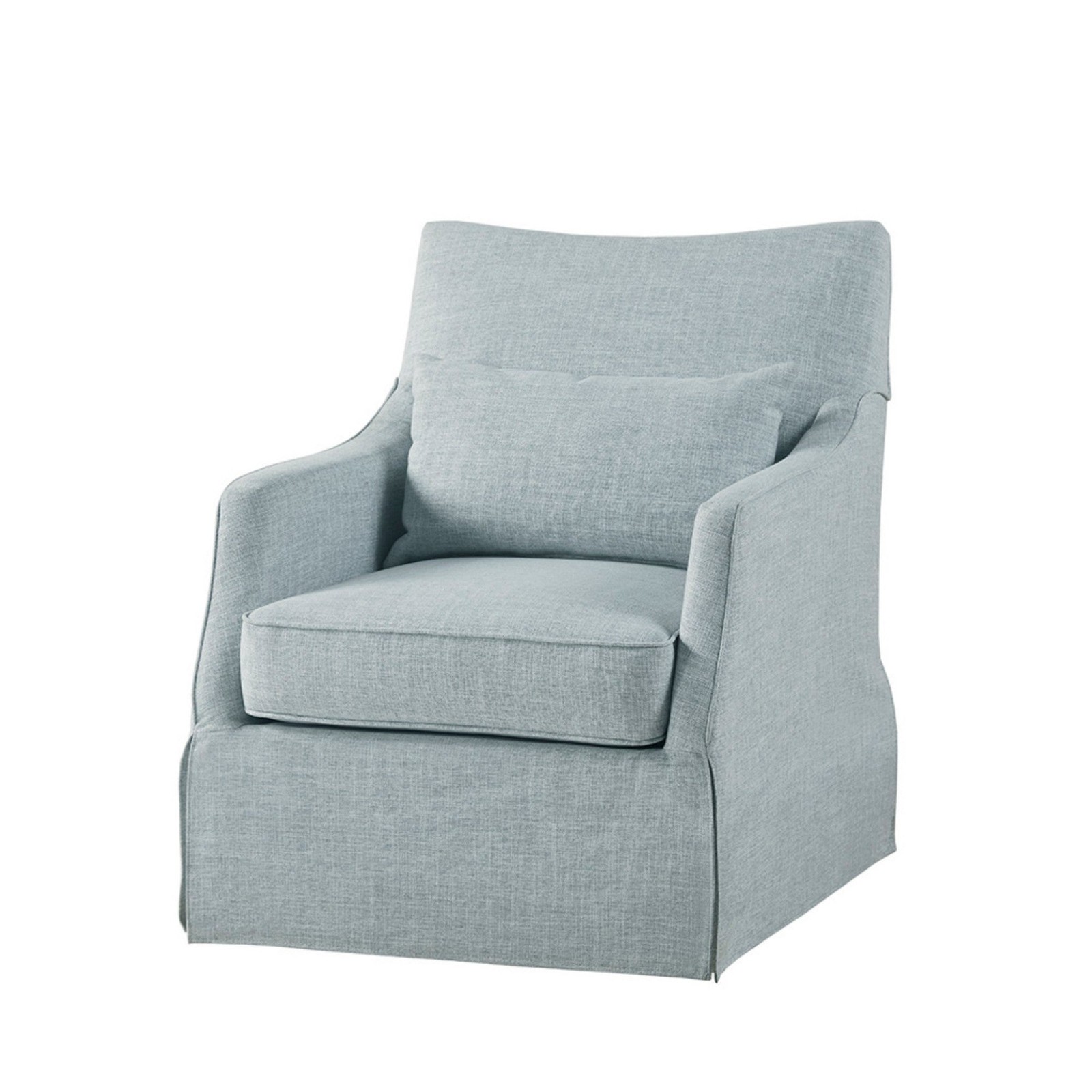 Modern Light Blue Polyester Swivel Skirted Chair 360-Degree Rotation London Style
