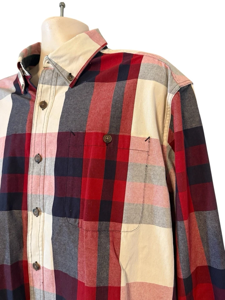 C.E. Schmidt Workwear Mens XLT Red Cream Plaid Shirt Long Sleeve Workwear NEW - Image 3 of 4