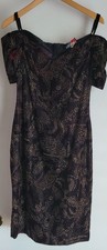 Vintage Scarlett Nite Prom Party Dress Size 7/8 Black Velvet Metallic Floral
