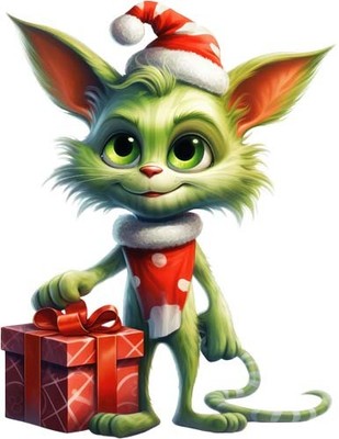 Grün Weihnachten Grinch Katze Wandbild Schlafzimmer Kinderzimmer Vinyl Aufkleber Abziehbild 6 Größen