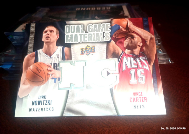 2009-10 Upper Deck Dirk Nowitzki Vince Carter Dual Game Used Jersey RELIC Card