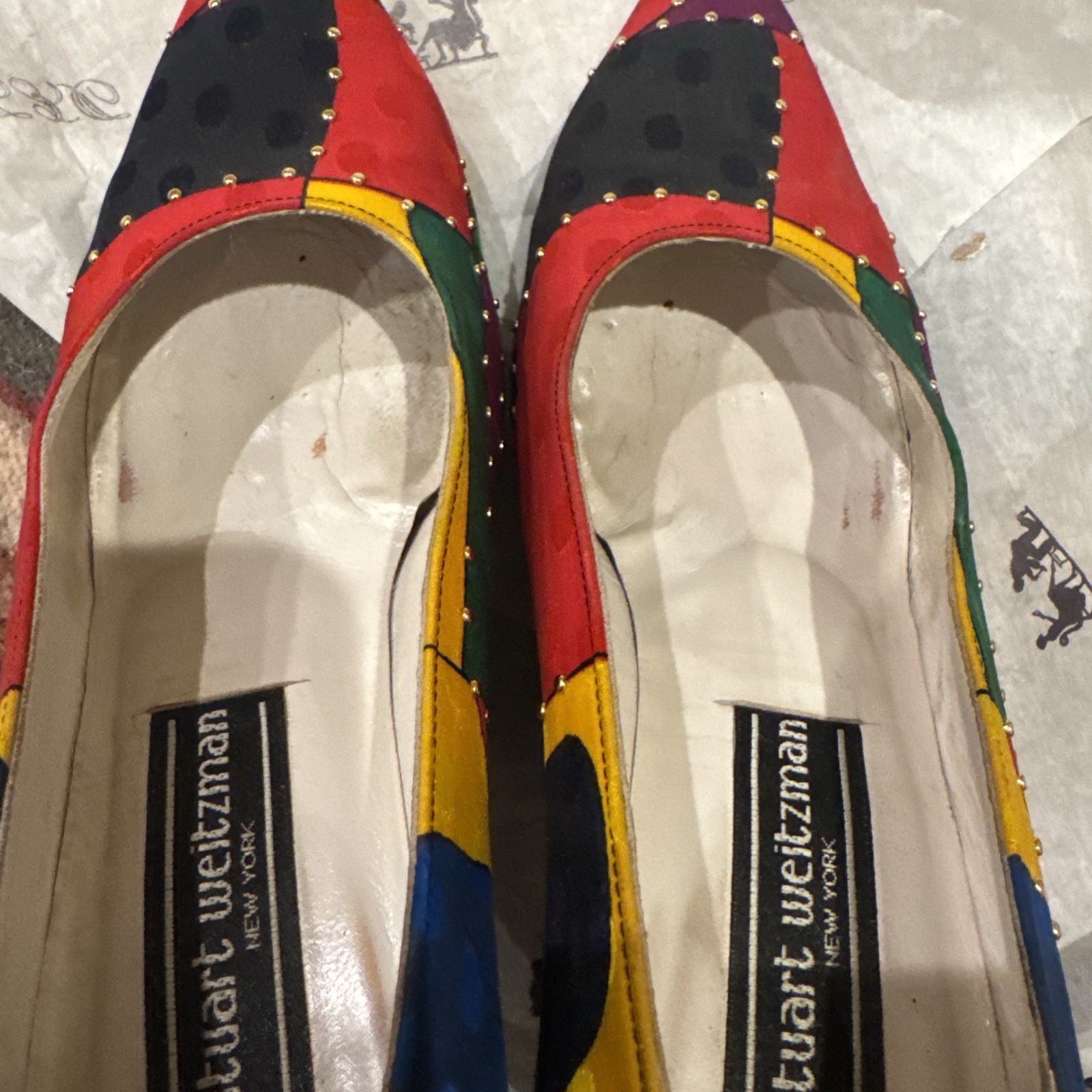 Stuart Weitzman patchwork fabric pump with stud d… - image 10