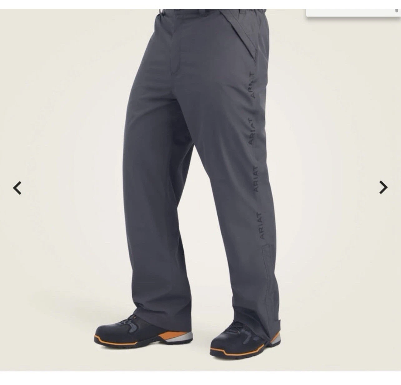Ariat Rebar Stormshell Rain Pant Mens 4X Regular Gray Zip Cuff Waterproof