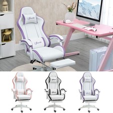 Racing Gaming Chair Reclining PU Leather Computer Chair w/ Headrest Refurbished