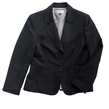 Tahari Arthur S. Levine Women 10 Black 3 Metal Button Classic Blazer Chic Career