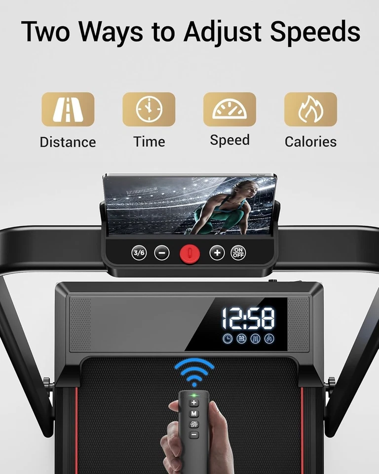 UMAY Walking Pad Treadmill with Incline, Under Desk Treadmill, Handle bars - Image 2 of 4