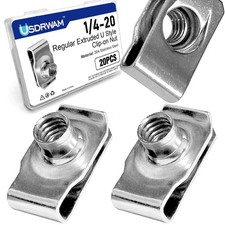20 Pack 1/4"-20 Extruded U Nuts, 304 Stainless Steel U Clip Car Clips Fasteners