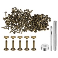 100 Sets Leder Nieten 9Mm X 16Mm Metall Doppelkappe Nieten DruckknöPfe, Bronze