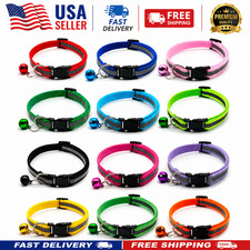 2PCS Adjustable Reflective Nylon Cat Collar Bell For kitten Small Dog Puppy Pet