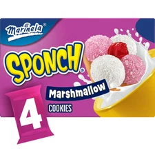 Marinela Sponch Marshmallow Strawberry Coconut Cookies 4 Packs 12.68 oz Box