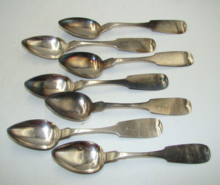 7 Sunderlin & Weaver New York Coin Silver Teaspoons