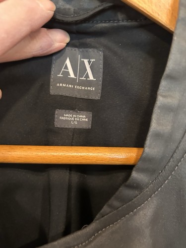 Armani Exchange Womens Black Cotton Fitted Lightweight Biker Jacket Size Large - Picture 7 of 8