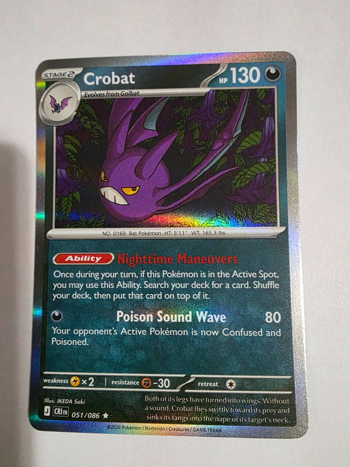 Pokemon Crobat Chaos Rising 51/86 Holo