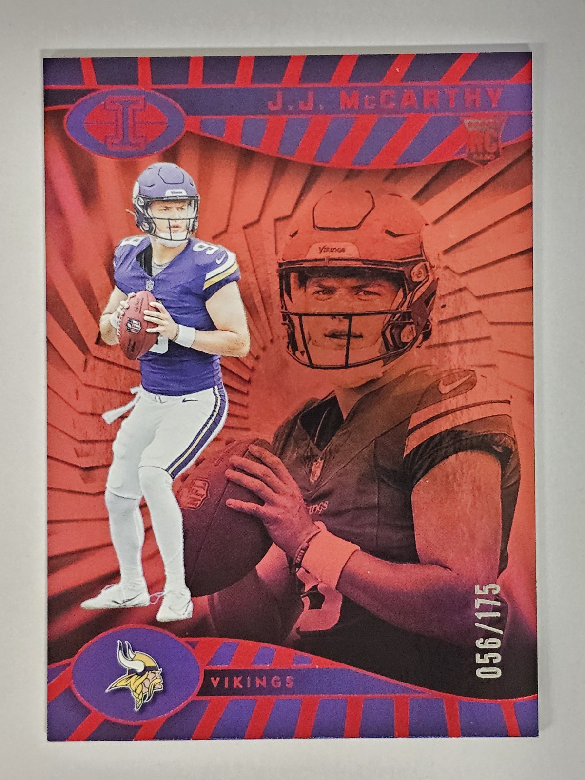 2024 Panini Illusions J.J. McCarthy #100 Trophy Collection Red /175 RC