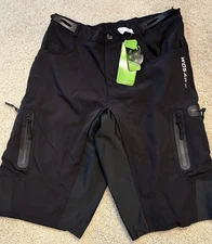 NEW WOSAWE Cycling Shorts Black Medium Front Zipper Adjustable Waist