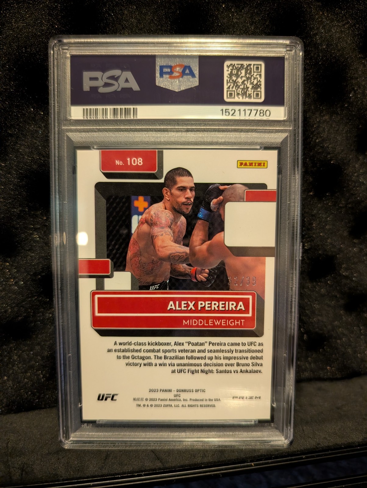 2023 Optic UFC Alex Pereira Black Velocity /39 PSA 9 view 2