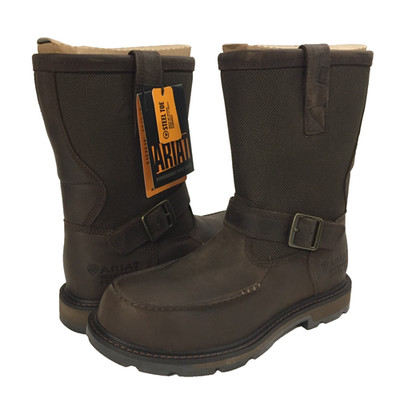 Ariat Mens Steel Toe Groundbreaker Moc Toe H20 Dark Brown Boots 10016255 Sz 8 DM