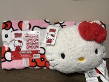Hello Kitty Blanket Pillow Plush Pink Set Valentines Love Exclusive 45 X 55 NWT