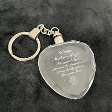 Crystal Clear Heart Shaped Engraved Mother Day Key Chain Mothers Day Gift 2x2.5