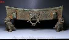 11.2" Old Chinese Dynasty Bronze Ware 4 Flying Eagle Bird Square Bowl Bowls