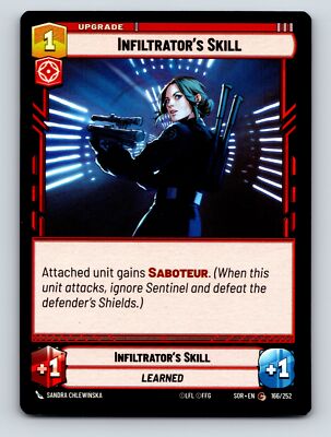 Infiltrators Skill Upgrade Card And Trait Saboteur Learned 1 Power