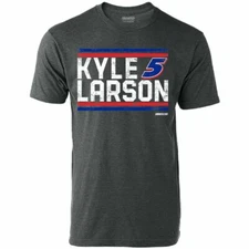 CHECKERED FLAG SPORTS KYLE LARSON #5 RESTART NASCAR CHARCOAL DISTRESSED T SHIRT