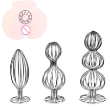 Male Prostate Massage Metal Anal Bead Butt Plug Vaginal Speculum Dilator Sex Toy