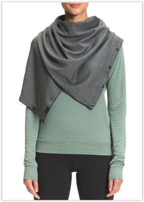 NWT The North Face logo SUPINE SCARF with snaps, black heather 