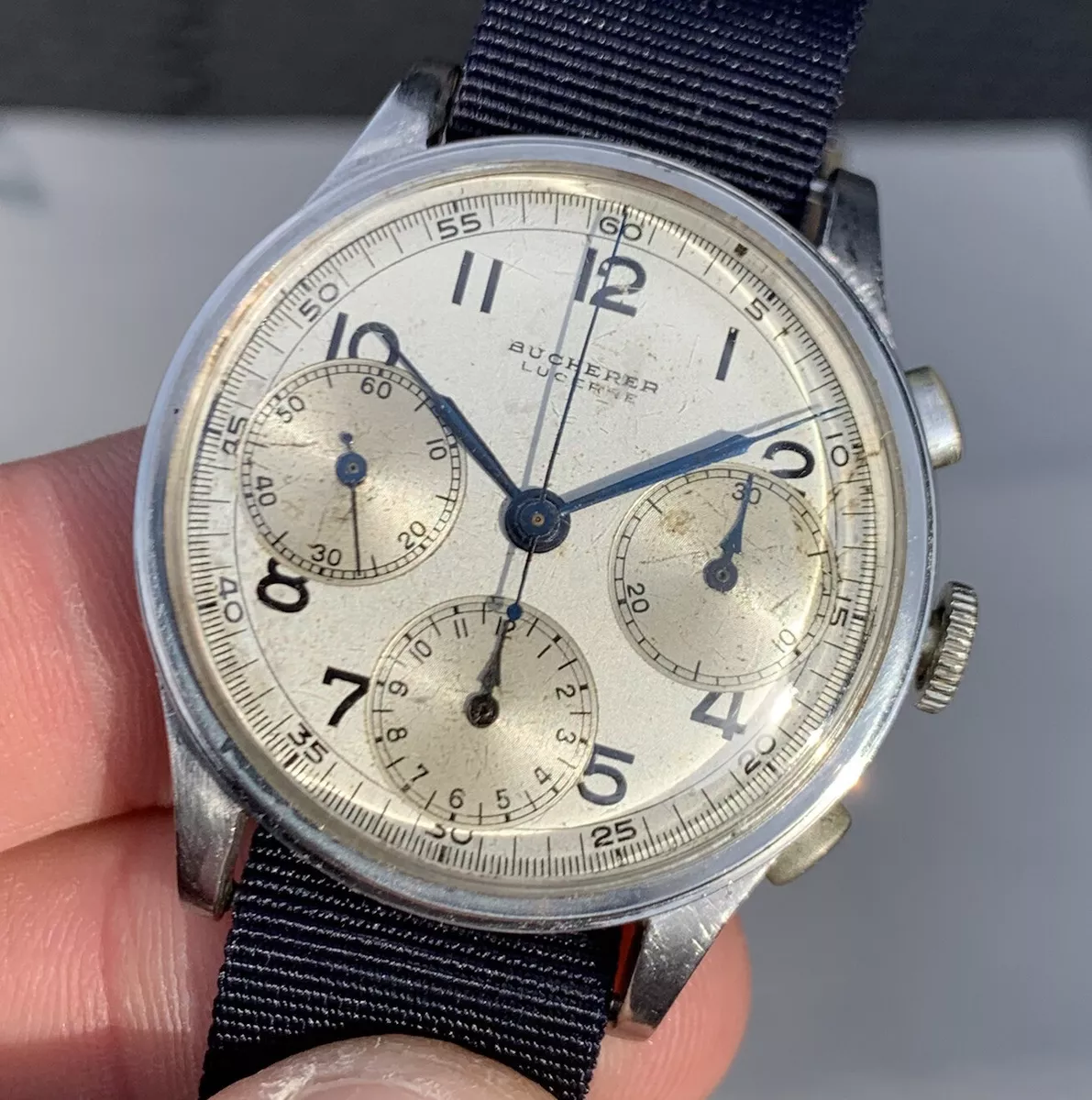 Vintage 1940 s Bucherer Lucerne Valjoux 71 Military Chronograph NO