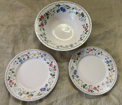 Farberware English Garden 225~Vegetable Serving Bowl 9''~Salad Dessert 7.5''Plates