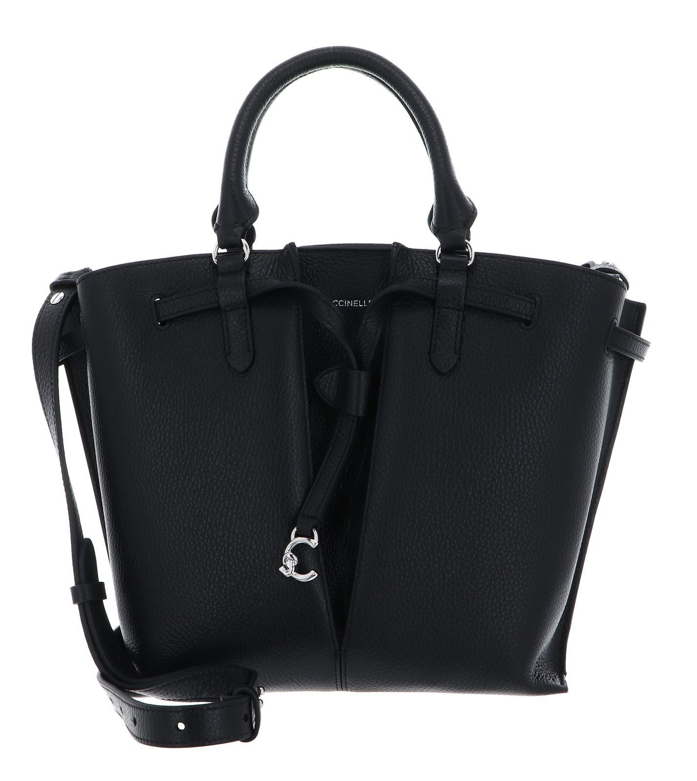 Bolso de mano COCCINELLE Flores Grained Leather M negro nuevo