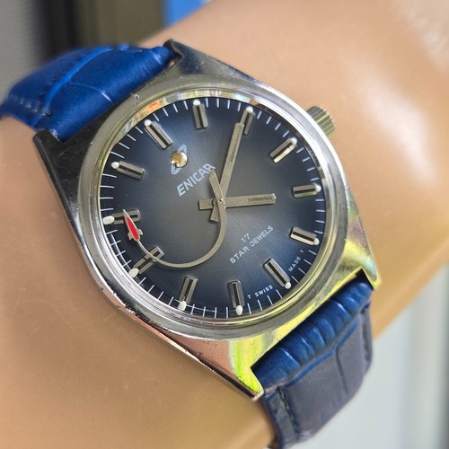 Vintage ENICAR men's manual wind watch AR-160 Rocket second hand swiss 1970s - Picture 4 of 13