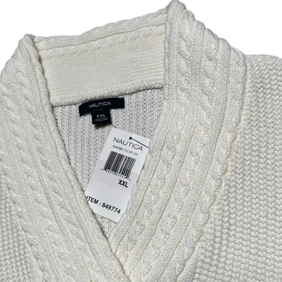 ニット+セーター NAUTICA USA IMPORT KNIT women's L Nautica Women's XXL V Neck Shawl Collar Cable Knit Pullover
