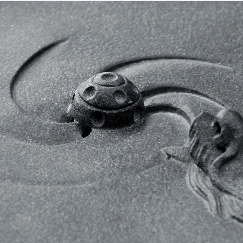 Black Stone Tea Tray Hand Carved Engraved Dragon Serving Tray Water Draining New - Image 3 of 4