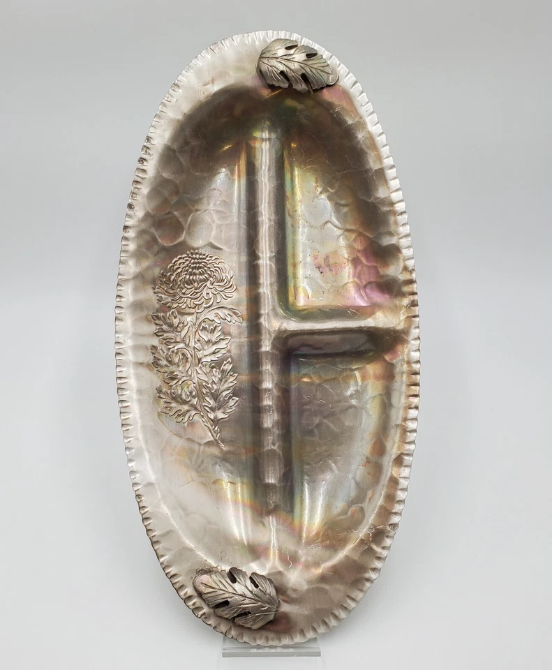 Plato Silverlook 12" Crisantemo 637 Pátina Bandeja Flor Comercio Continental Foto 2 de 4