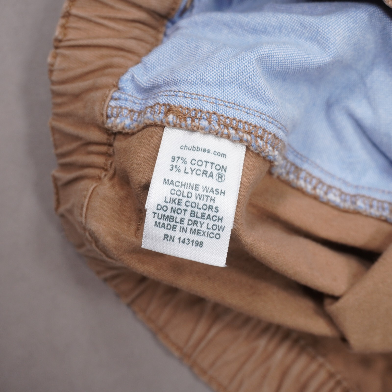 Chubbies Originals The Staples 7" Short Mens XL Dark Khaki Brown Cotton Stretch