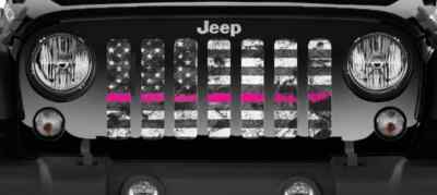Pink Radiator Guard Pink Tactical American Flag Grille Insert Radiator Protectant For Jeep ...