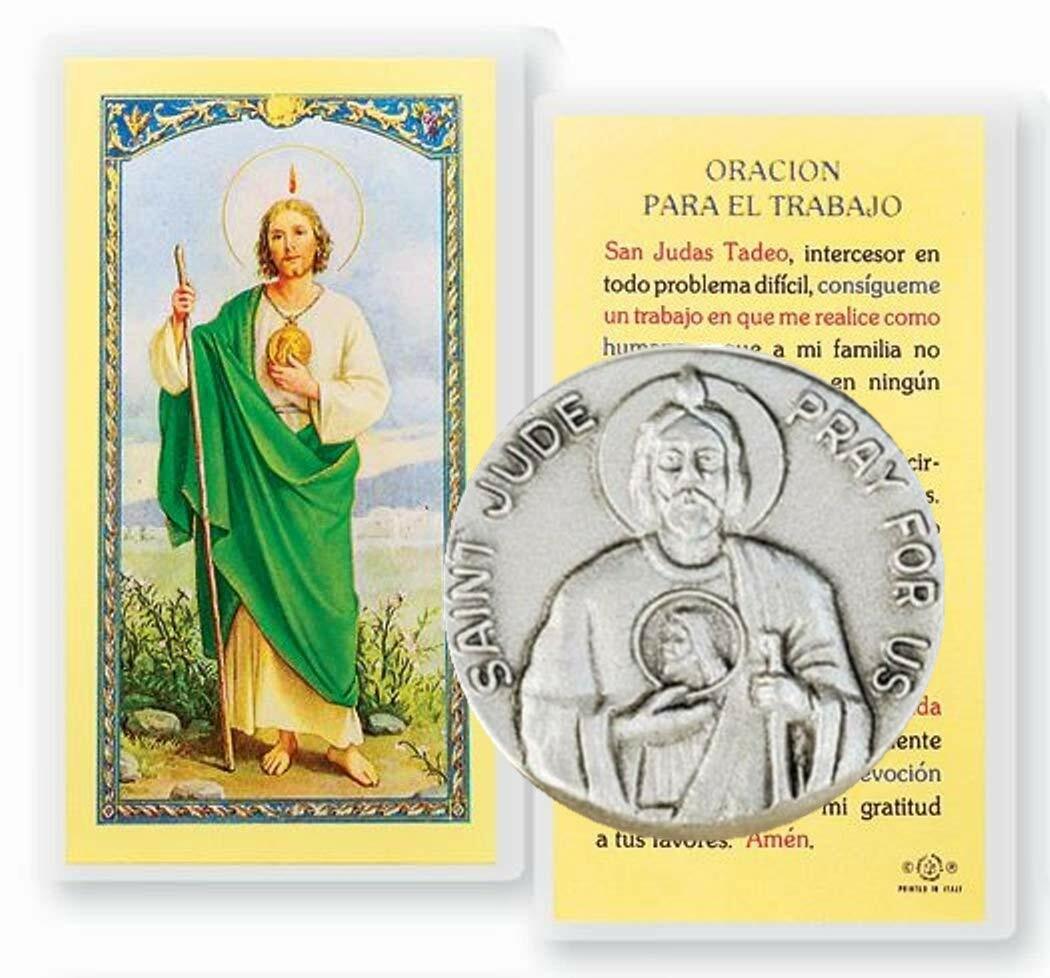 San Judas Tadeo St. Jude Bilingual Prayer Card With Vinyl - Import It All
