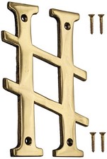 6-inch Shiny Gold House Number w/ Screws, Polished Brass, Mailbox / Home Numbers