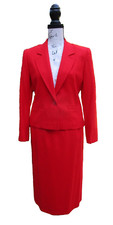 Pendleton Women's Vintage Red Wool Skirt Suit Size Petite 8P 2 Piece Set