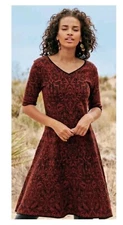 Peruvian Connection Dress XL Jacquard Knit Fit  & Flare Cotton Dress NWT 