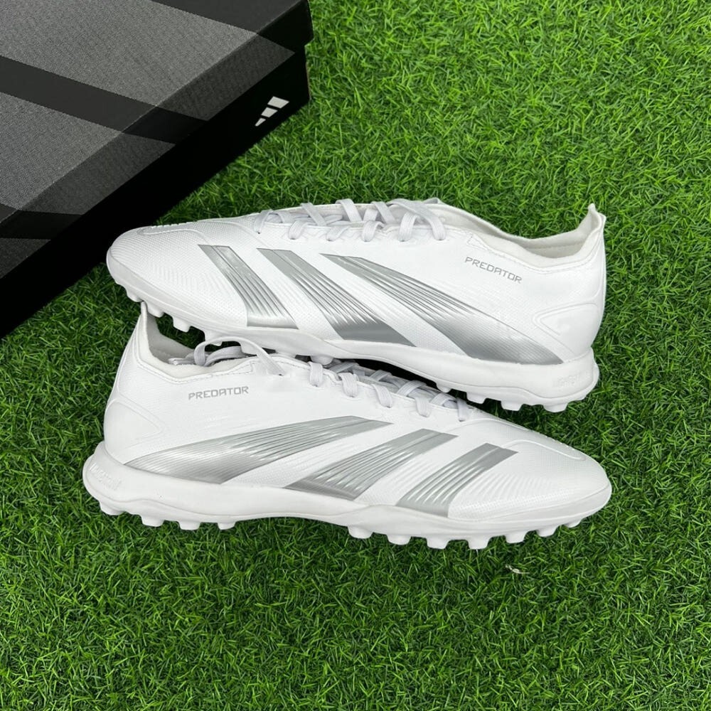 adidas Predator League Low TF Mens Turf Soccer Shoes White Silver